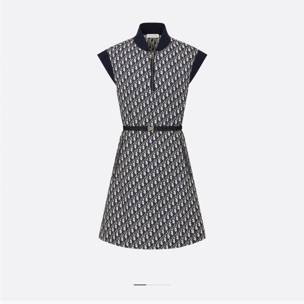 Dior Blue Sleeveless Mock Neck Mini Dress